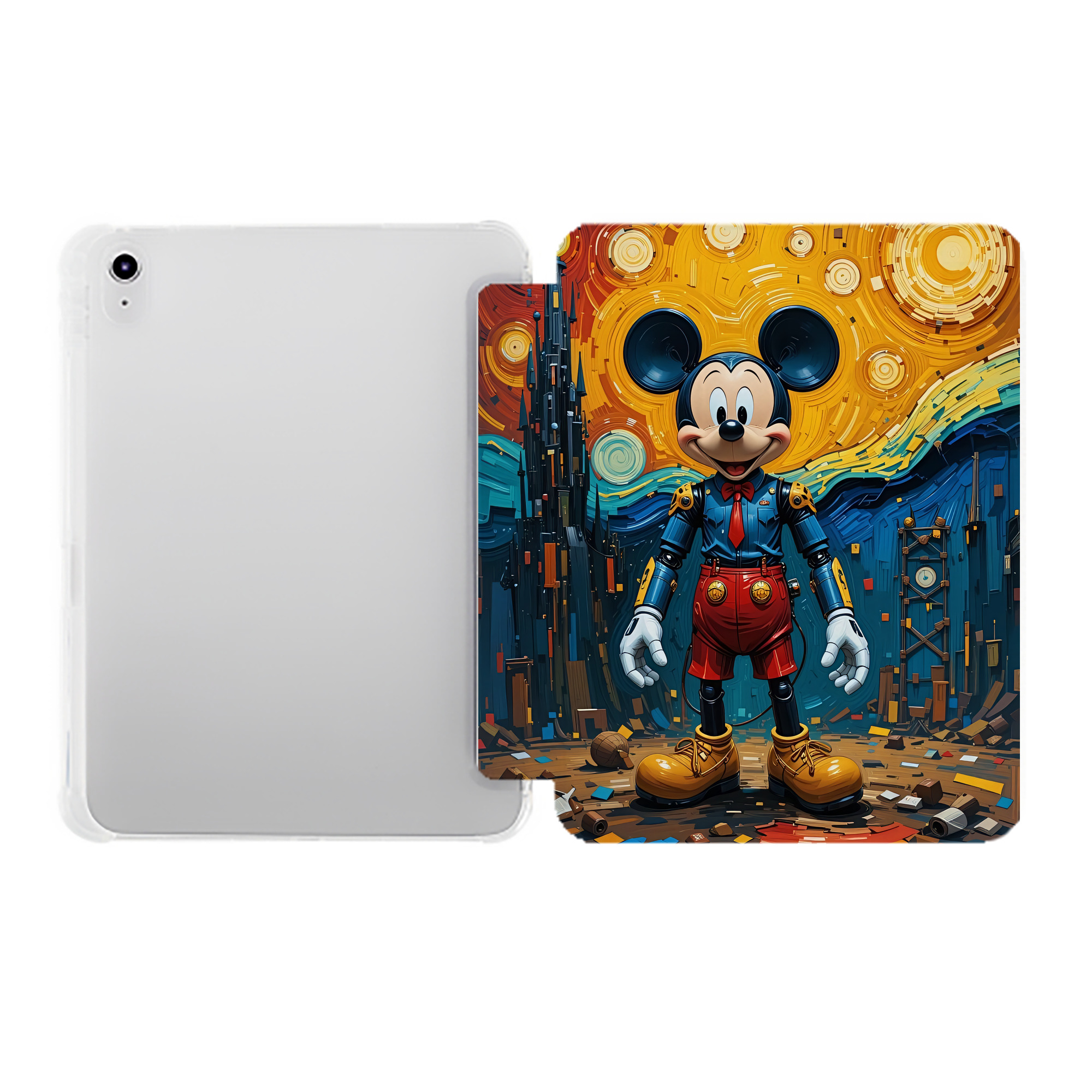 （画像用） ミッキーマウス Mickey Mouse IPad ケース ペン収納付き 三つ折りスタンド PUレザー×シリコン 対応機種9.5/10.5/10.9インチ
